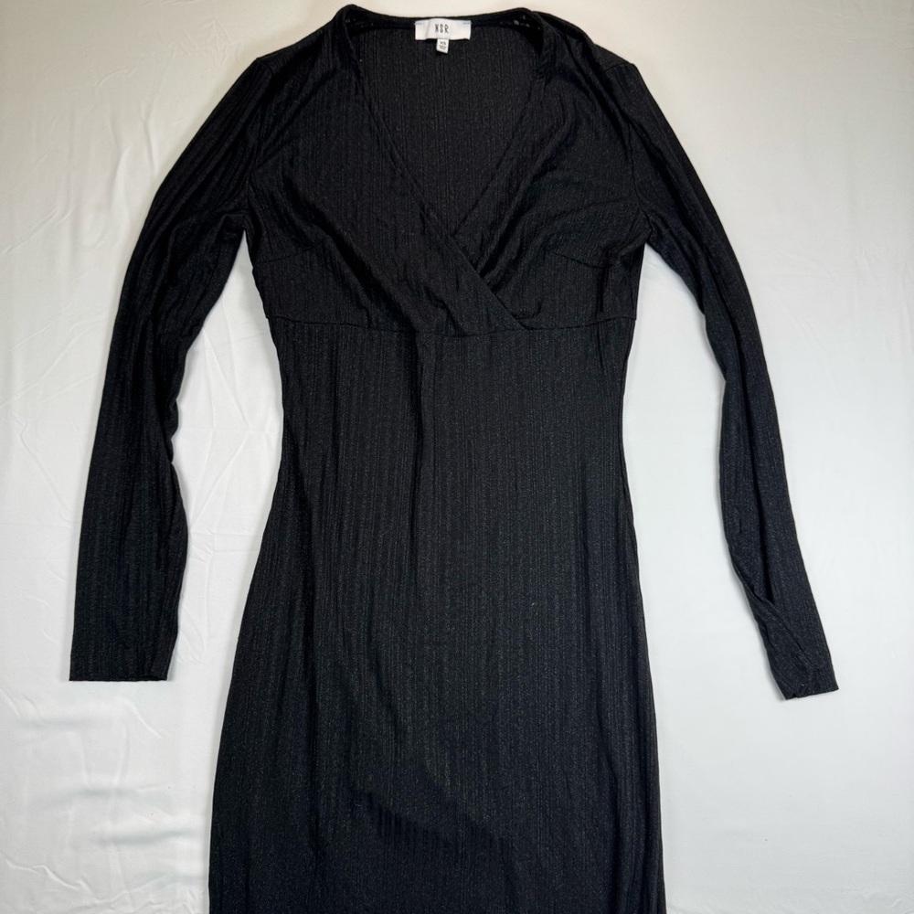 NSR Elegant Black‎ Long Sleeve Midi Dress